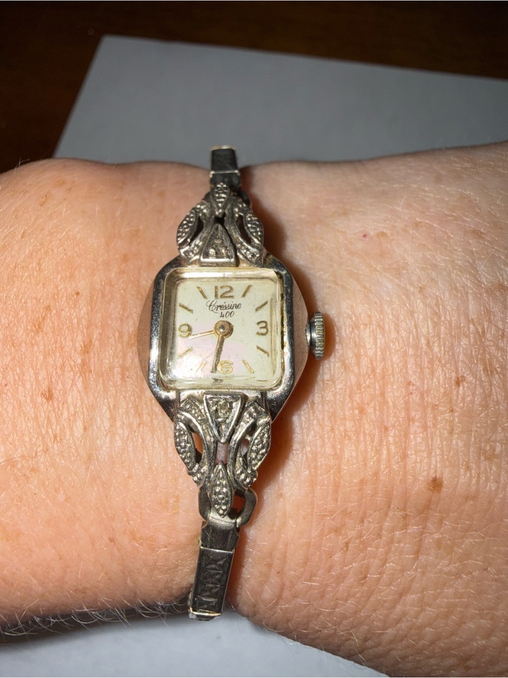 RARE Cressine 400 Vintage Stamped 12K Gold Dainty Women's Watch 1940s